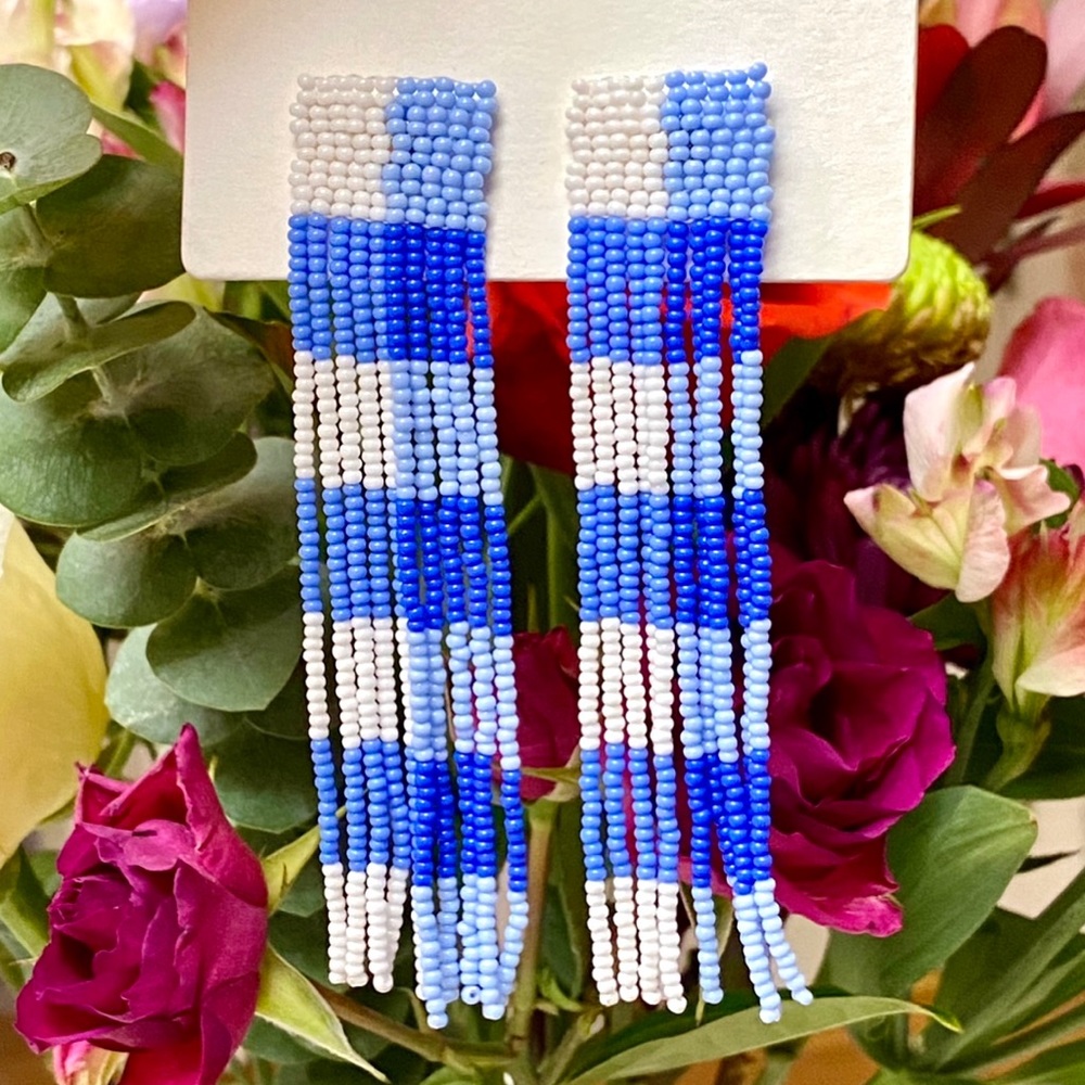 🌺🎉HP🎉🌺 NWT Anthropologie Casa Clara Beaded Tassel Earrings - Picture 2 of 16